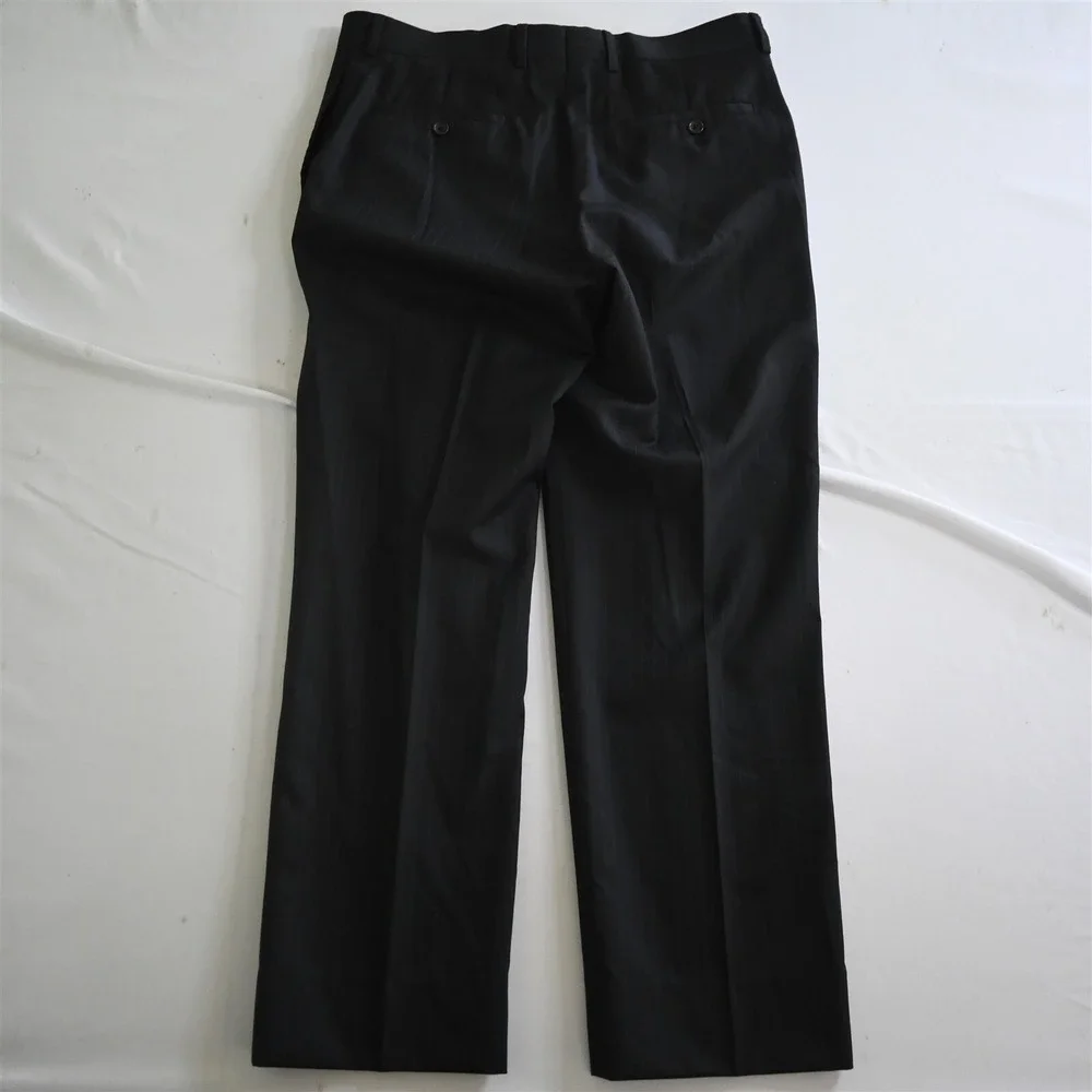 Pronto Uomo Platinum 40S 33x29 Black Striped 100% Wool Mens Jacket Pants‎ Suit